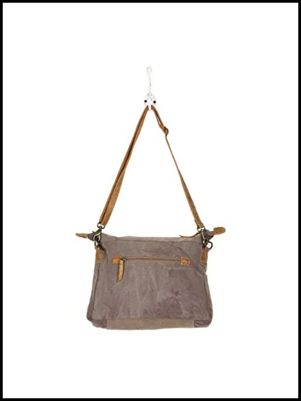 Canvas Mexican Boho Crossbody Bag with Genuine Leather Detailing